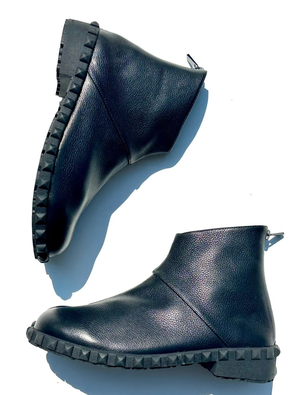 New SOU SOU Tabi Split Toe Rear-zip Half-length Leather Shoes Boots / Black, 25